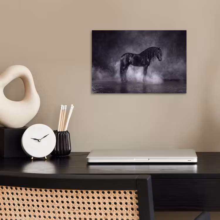 Paard - Magisch - Zwart poster papier klein -sfeer1