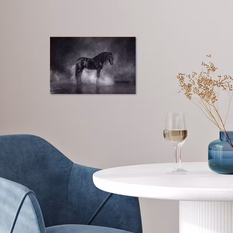 Paard - Magisch - Zwart poster papier klein -sfeer3