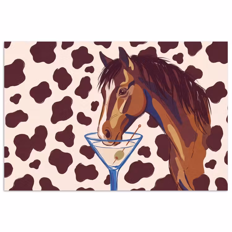 Paard - Martini - Dieren - Abstract - Bruin poster papier klein -3d