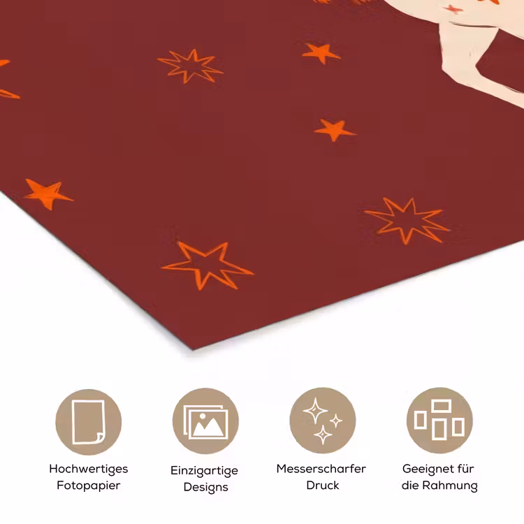 Paard - Ruiter - Sterren - Nacht - Illustratie poster papier klein -tcloseup_DE