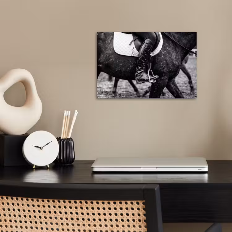Paard - Sport - Zwart - Wit poster papier klein -sfeer1