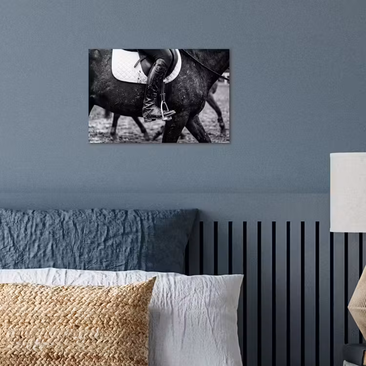 Paard - Sport - Zwart - Wit poster papier klein -sfeer2