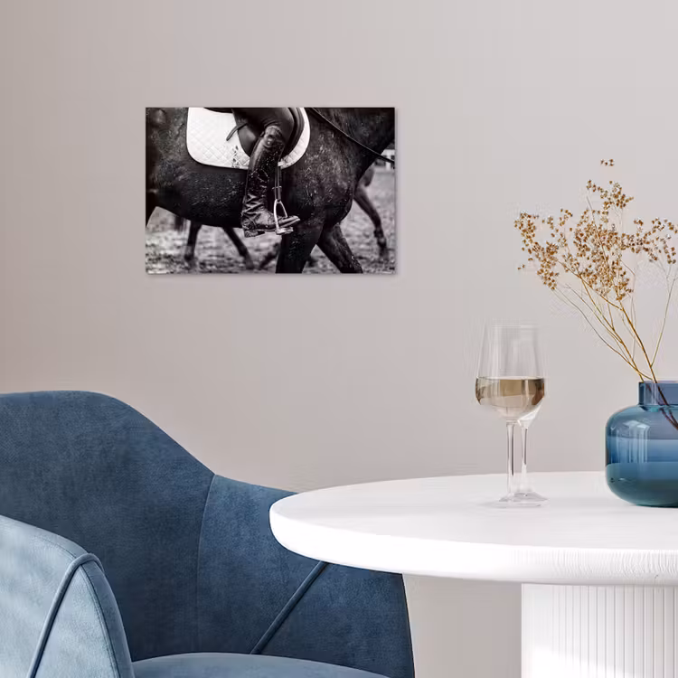 Paard - Sport - Zwart - Wit poster papier klein -sfeer3
