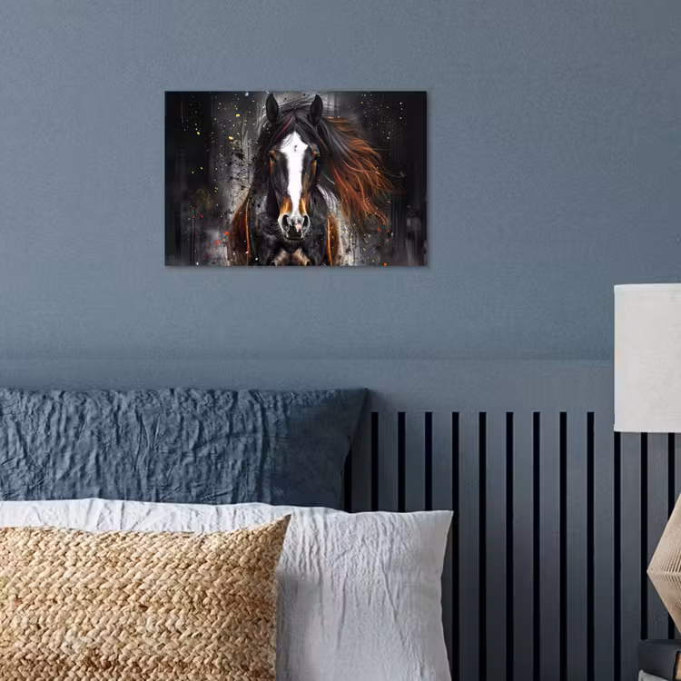 Paard - Dieren - Zwart - Luxe - Modern poster papier klein -sfeer2