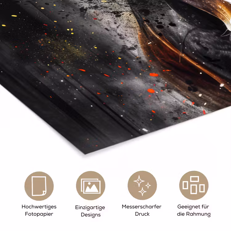 Paard - Dieren - Zwart - Luxe - Modern poster papier klein -tcloseup_DE