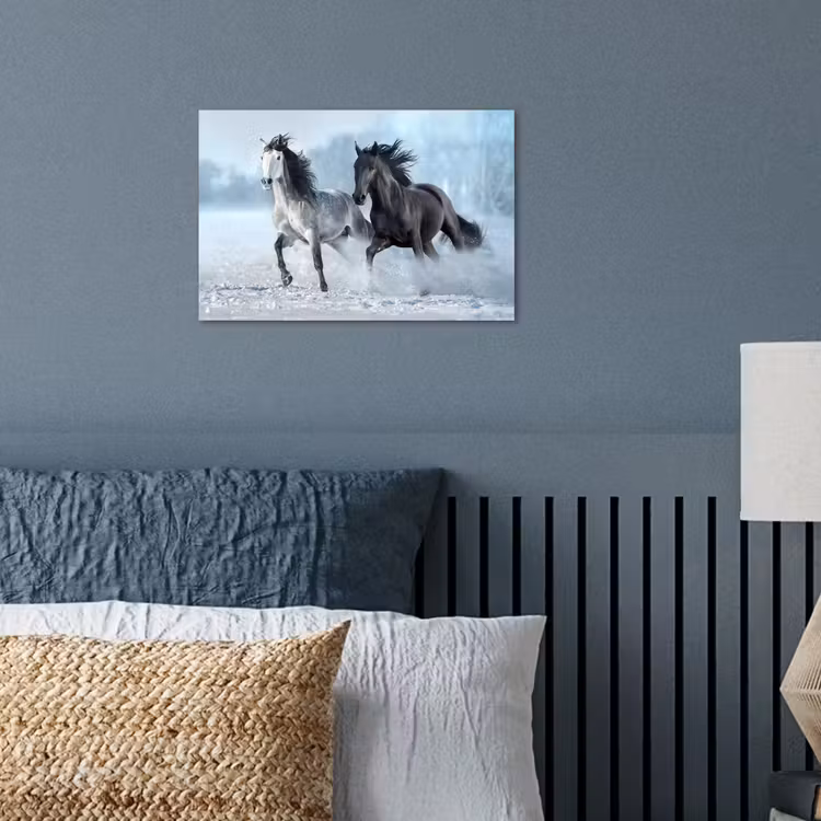 Paarden - Winter - Dieren - Natuur - Sneeuw poster papier klein -sfeer2