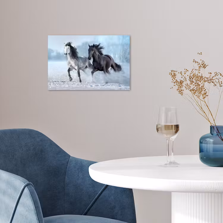 Paarden - Winter - Dieren - Natuur - Sneeuw poster papier klein -sfeer3