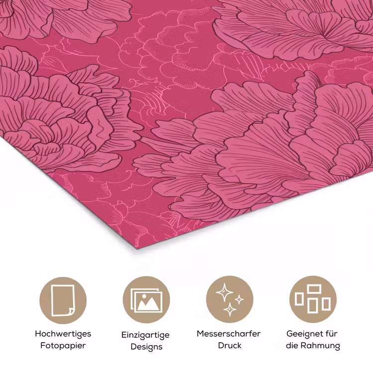 Pioenrozen - Energiek - Roze poster papier klein 62 -tcloseup_DE