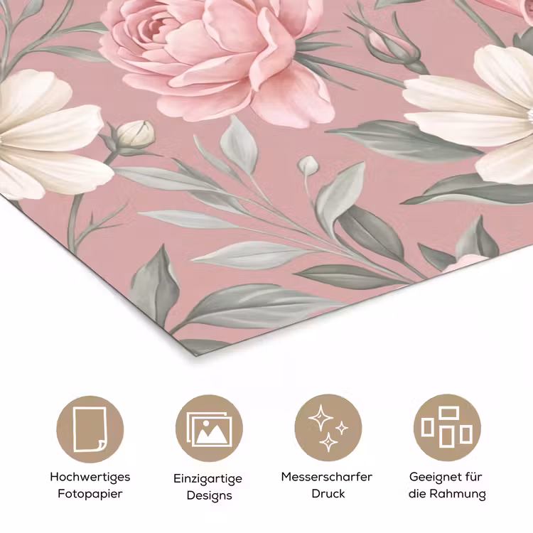 Pioenrozen - Vingerhoedskruid - Pink poster papier klein -tcloseup_DE