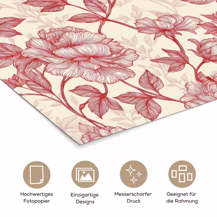 Pioenrozen - Modern - Rood poster papier klein 62 -tcloseup_DE