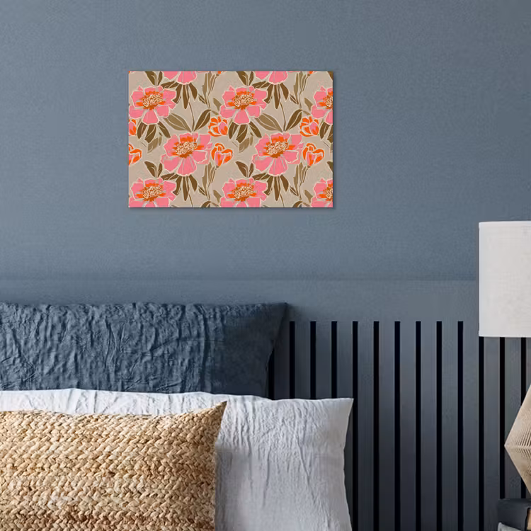 Pioenrozen - Patroon - Roze poster papier klein 62 -sfeer2