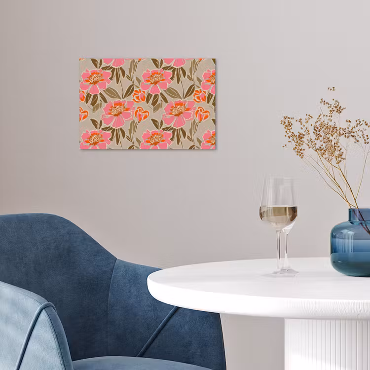 Pioenrozen - Patroon - Roze poster papier klein 62 -sfeer3