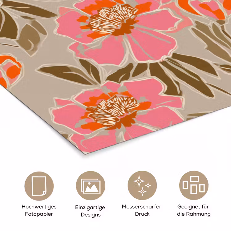 Pioenrozen - Patroon - Roze poster papier klein 62 -tcloseup_DE