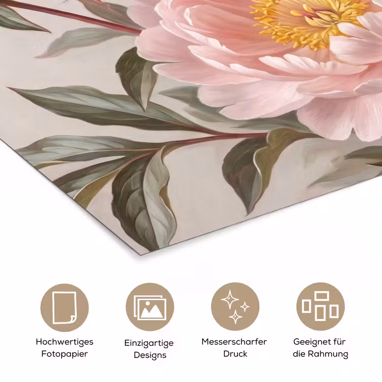 Pioenrozen - Boeket - Roze poster papier klein -tcloseup_DE