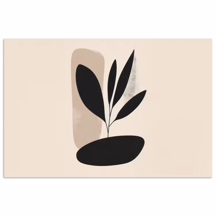 Plant - Beige - Japandi poster papier klein -3d