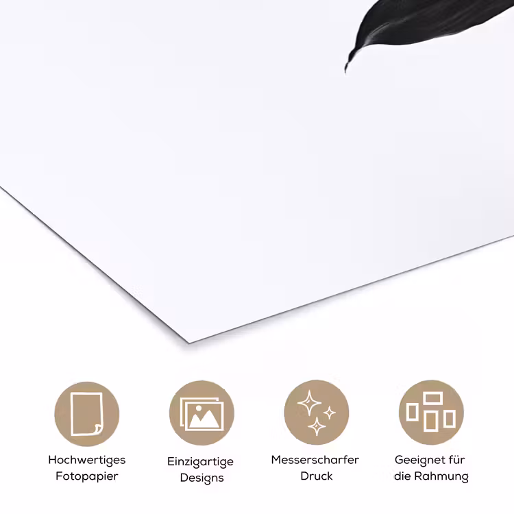 Plant - Bladeren - Minimalistisch - Zwart poster papier klein -tcloseup_DE