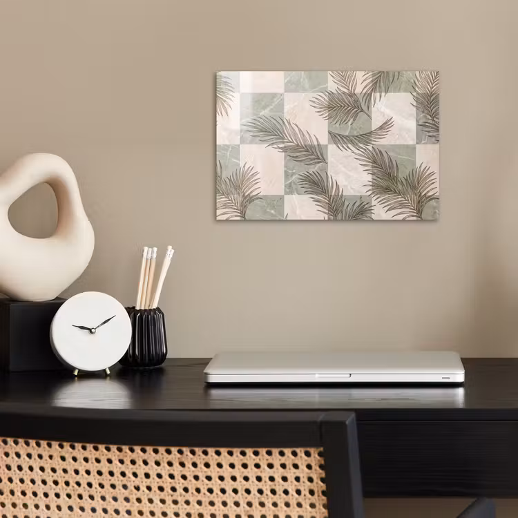 Planten - Bladeren - Marmer - Modern - Groen poster papier klein -sfeer1