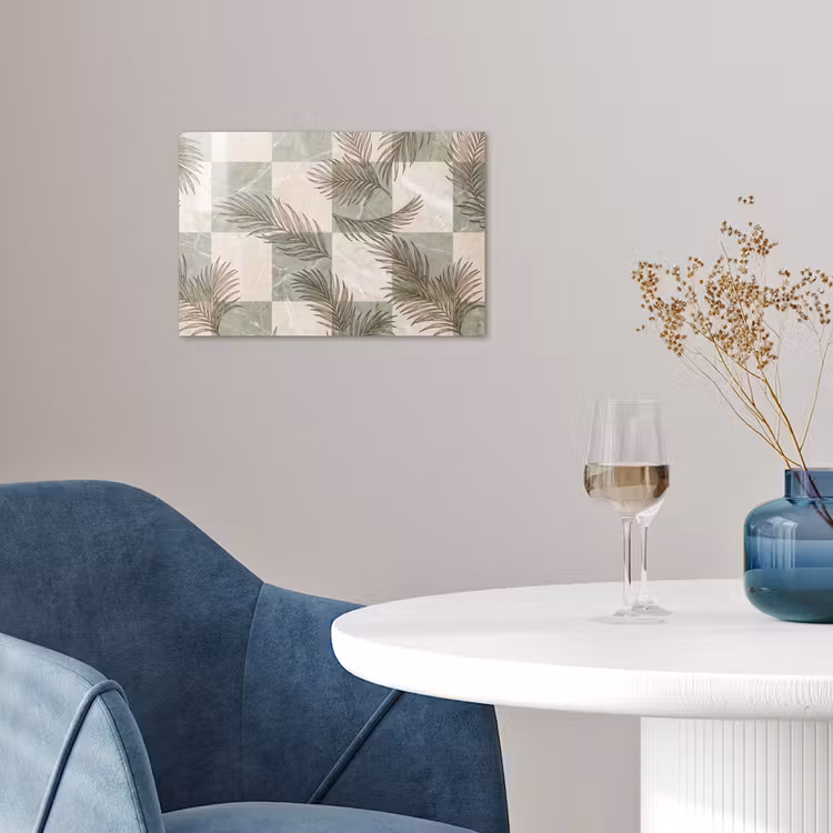 Planten - Bladeren - Marmer - Modern - Groen poster papier klein -sfeer3