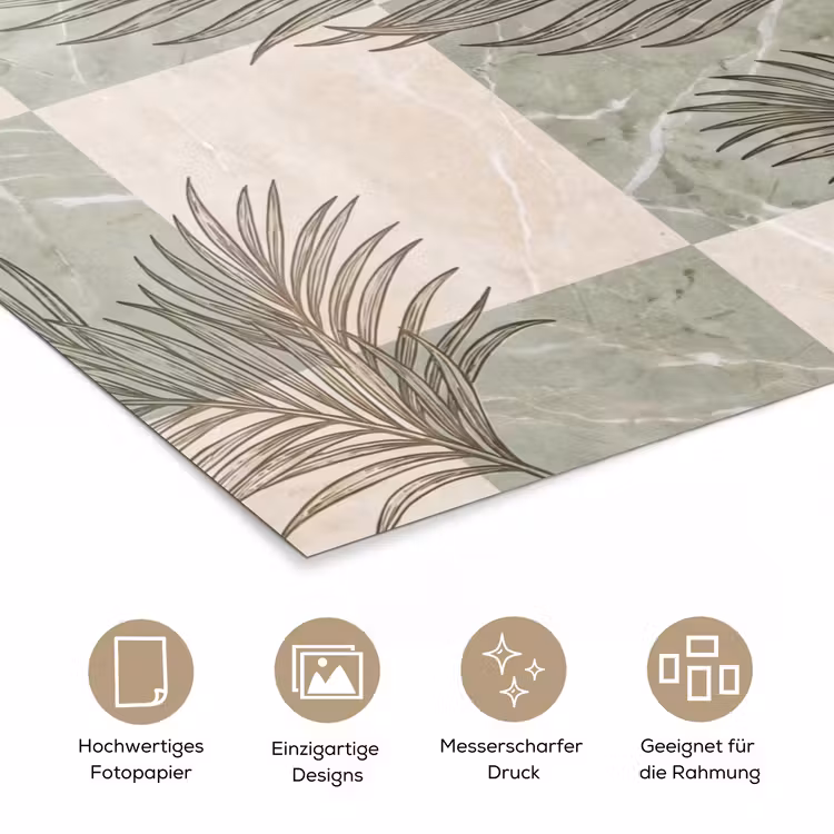 Planten - Bladeren - Marmer - Modern - Groen poster papier klein -tcloseup_DE