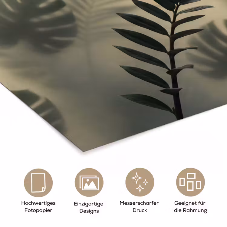Planten - Bladeren - Schaduwen - Groen - Modern poster papier klein -tcloseup_DE