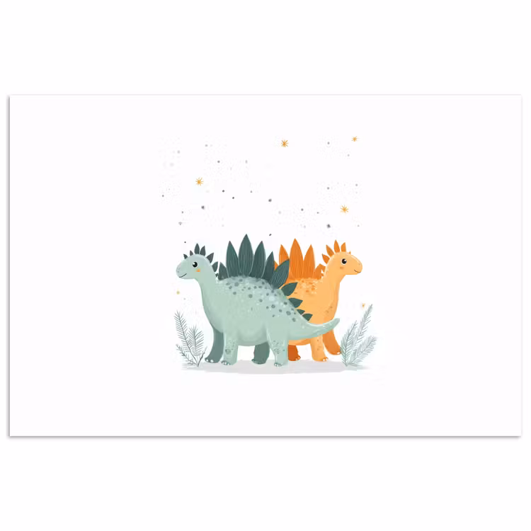 Planten - Sterren - Dinosaurussen - Oranje poster papier klein -3d