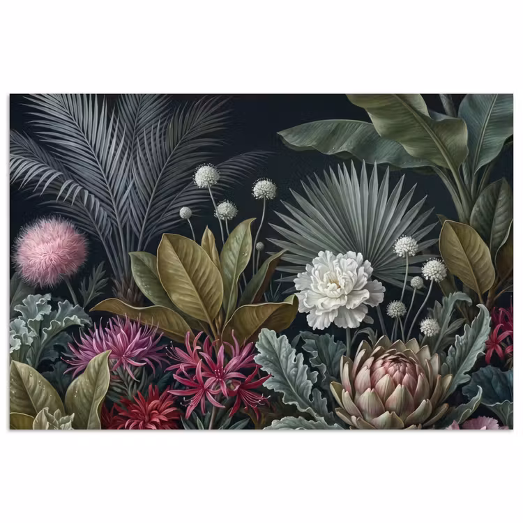 Planten - Tropisch - Botanisch - Donker - Groen poster papier klein -3d