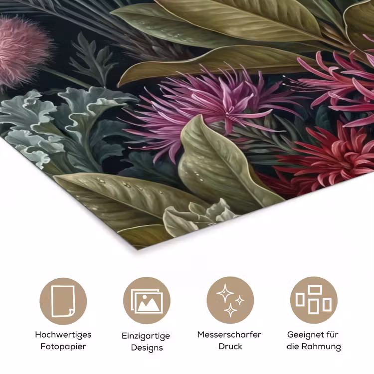 Planten - Tropisch - Botanisch - Donker - Groen poster papier klein -tcloseup_DE