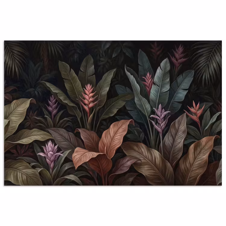 Planten - Tropisch - Jungle - Donker - Natuur poster papier klein -3d
