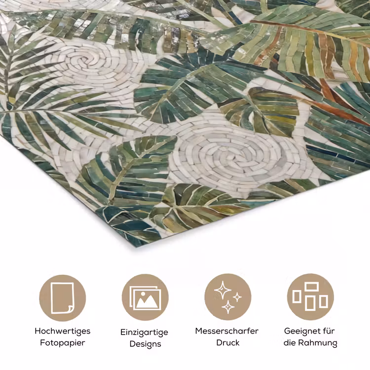 Planten - Tropisch - Mozaïek - Natuur - Groen poster papier klein -tcloseup_DE