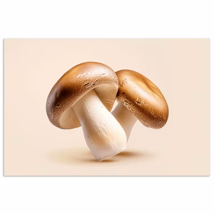 Champignons - Zacht - Beige poster papier klein -3d