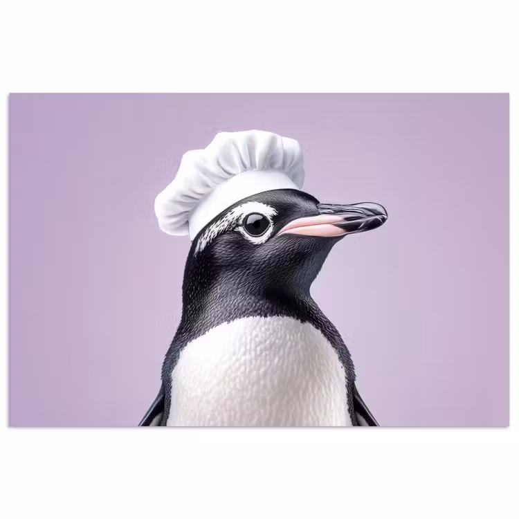 Pinguïn - Koksmuts - Lief - Paars poster papier klein -3d