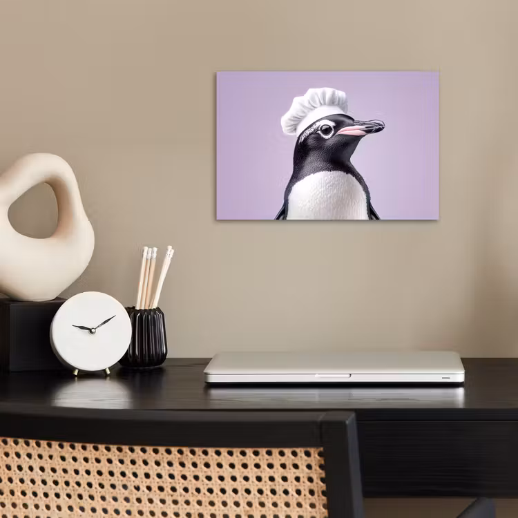 Pinguïn - Koksmuts - Lief - Paars poster papier klein -sfeer1