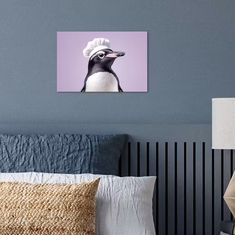 Pinguïn - Koksmuts - Lief - Paars poster papier klein -sfeer2