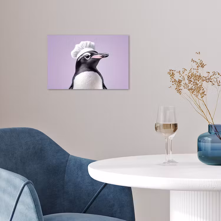 Pinguïn - Koksmuts - Lief - Paars poster papier klein -sfeer3