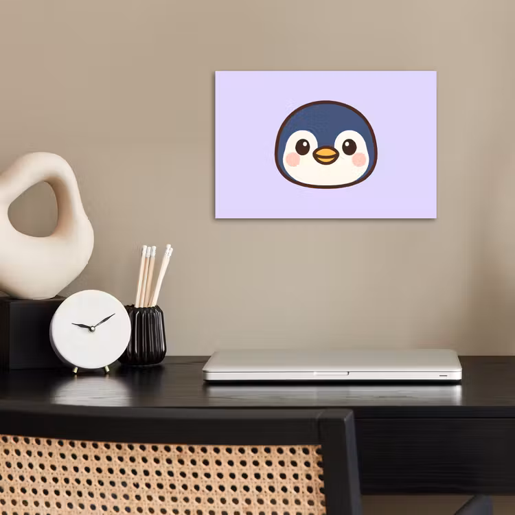 Pinguïn - Paars - Schattig poster papier klein -sfeer1
