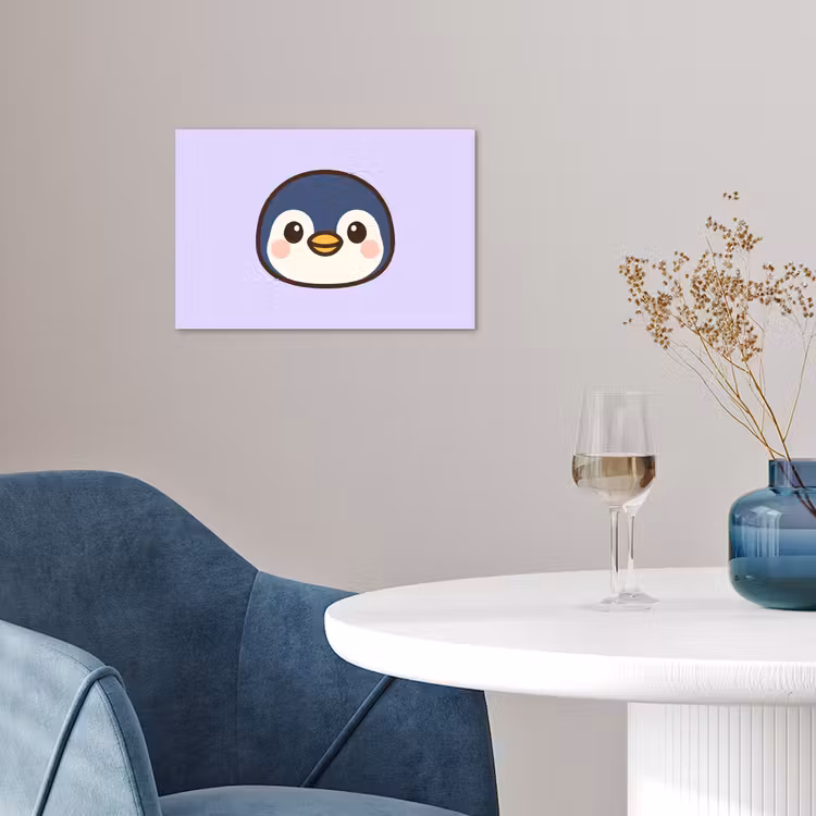 Pinguïn - Paars - Schattig poster papier klein -sfeer3