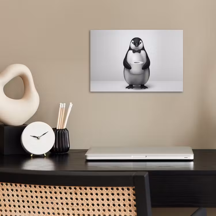 Pinguïn - WC rol - Wit poster papier klein -sfeer1