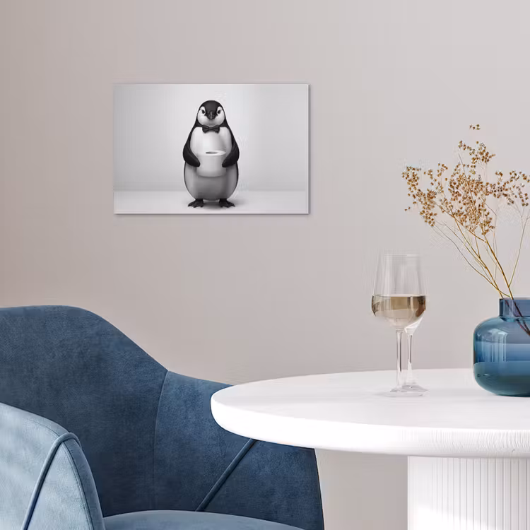 Pinguïn - WC rol - Wit poster papier klein -sfeer3