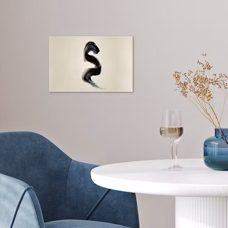 Penseelstreek - Zwart - Minimalistisch poster papier klein -sfeer3