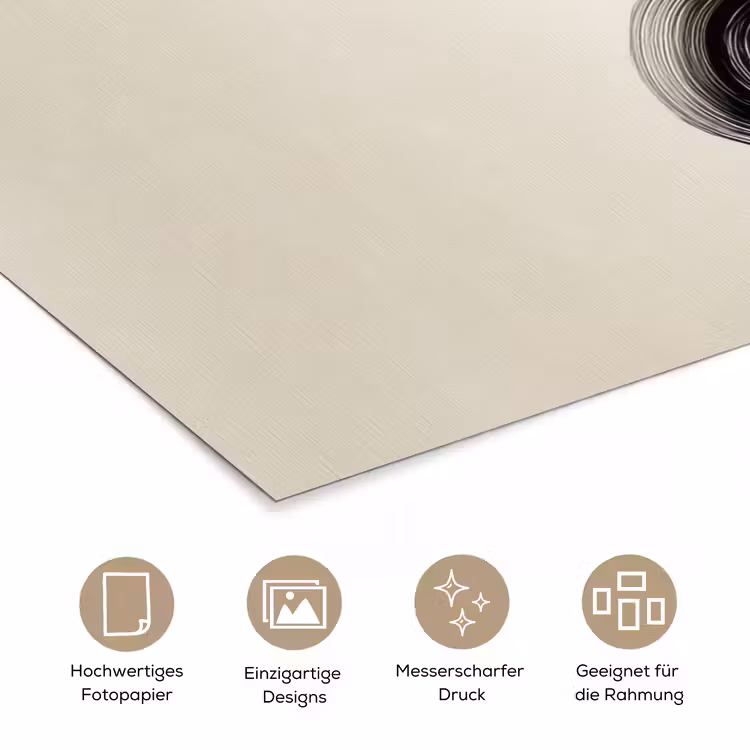 Penseelstreek - Zwart - Minimalistisch poster papier klein -tcloseup_DE