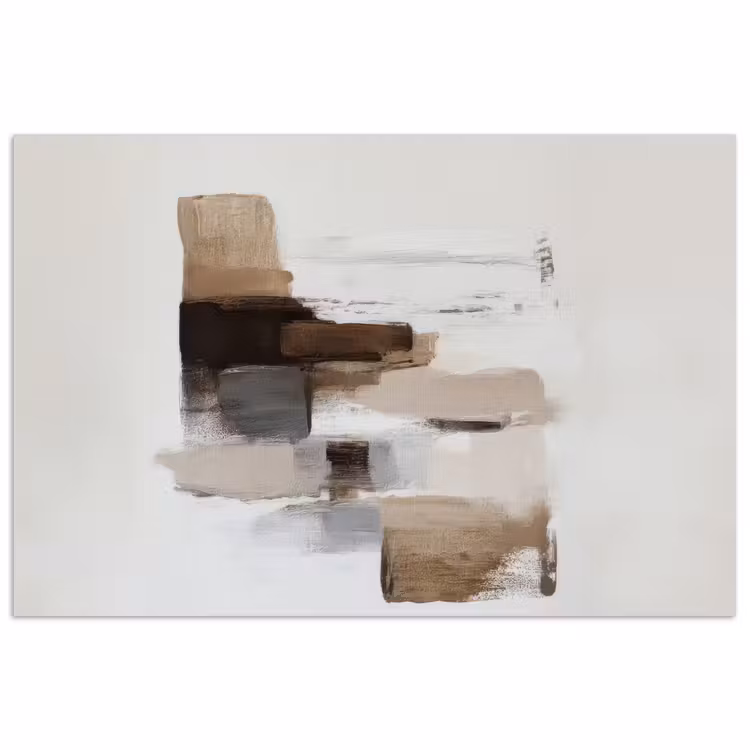 Penseelstreken - Balans - Beige - Bruin poster papier klein -3d