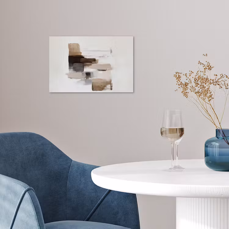 Penseelstreken - Balans - Beige - Bruin poster papier klein -sfeer3