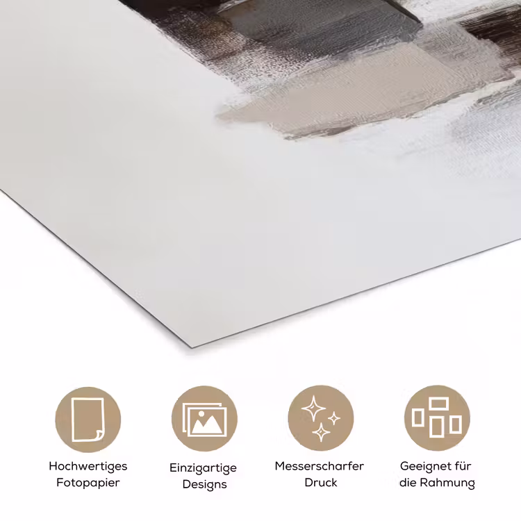 Penseelstreken - Balans - Beige - Bruin poster papier klein -tcloseup_DE