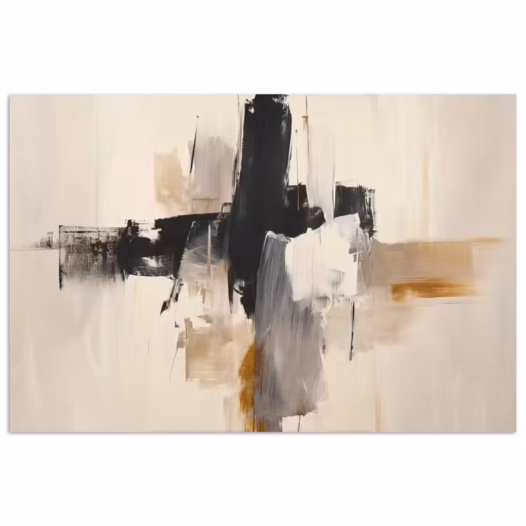 Penseelstreken - Ruw - Abstract - Beige poster papier klein -3d