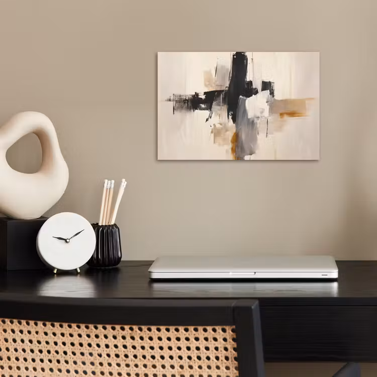 Penseelstreken - Ruw - Abstract - Beige poster papier klein -sfeer1