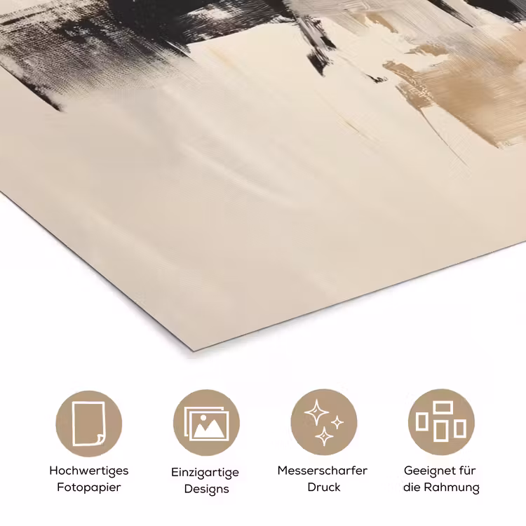 Penseelstreken - Ruw - Abstract - Beige poster papier klein -tcloseup_DE