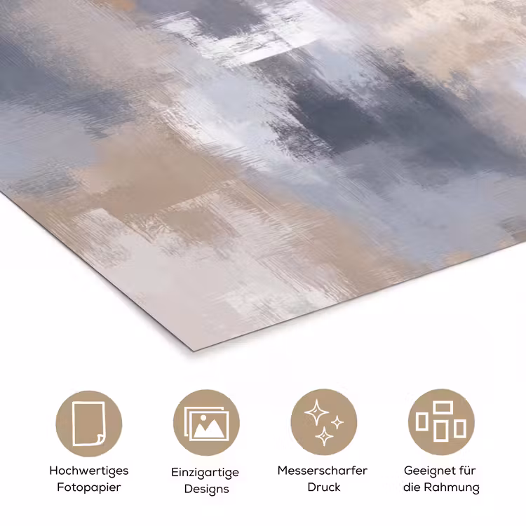 Penseelstreken - Schilderij - Beige poster papier klein -tcloseup_DE