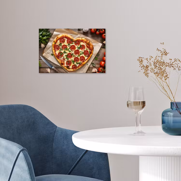 Pizza - Hart - Pepperoni - Tomaat poster papier klein -sfeer3