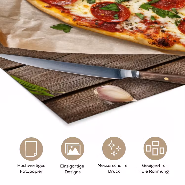 Pizza - Hart - Pepperoni - Tomaat poster papier klein -tcloseup_DE