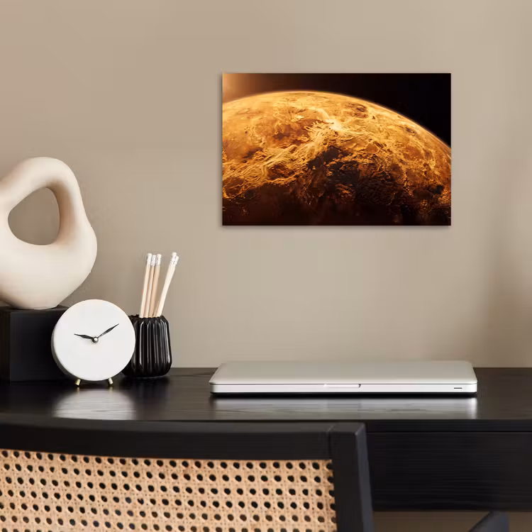 Poster - Planet – Weltraum – Orange - Planeet - Ruimte - Oranje poster papier klein